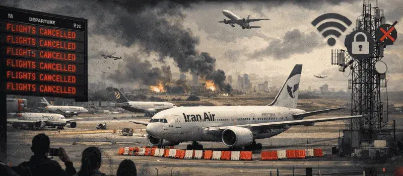 Aerolíneas internacionales paralizan vuelos a Irán ante la escalada de la crisis y el apagón digital